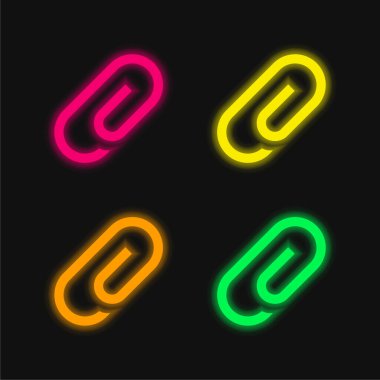 Kağıt Ataç 'ın Eklenti Çapraz Arayüz Sembolü 4 renkli neon vektör simgesi