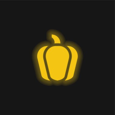 Bell Pepper yellow glowing neon icon clipart