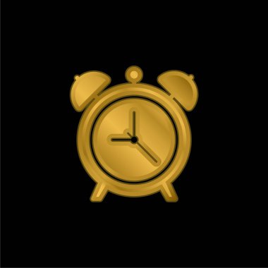 Alarm Saati altın kaplamalı metalik simge veya logo vektörü