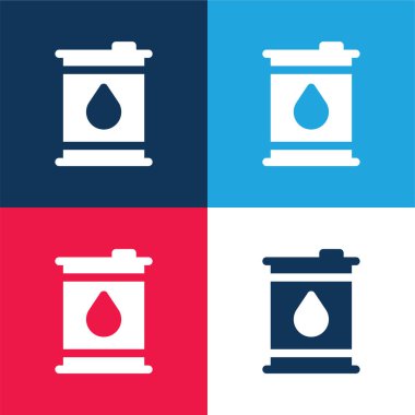 Barrels blue and red four color minimal icon set clipart