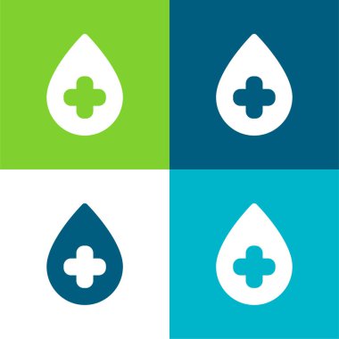 Kan Bankası Düz 4 renk simgesi seti