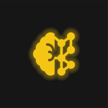 AI yellow glowing neon icon clipart