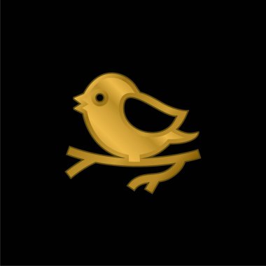 Kuş Dalda altın kaplama metalik simge veya logo vektörü
