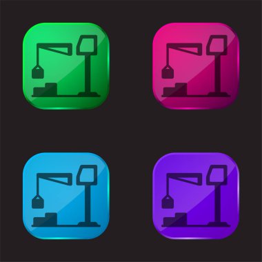 Big Derrick With Boxes four color glass button icon clipart
