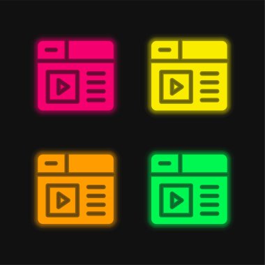 Parlayan dört renk neon vektör simgesini blogla