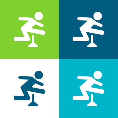 Athlete Jumping Silhouette Flat four color minimal icon set clipart