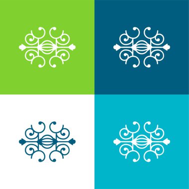 Çevrelenmiş Topun Etrafı Yörüngeli Düz Dört Renk Simgesi