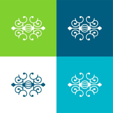 Ball Surrounded By Spirals Flat four color minimal icon set clipart