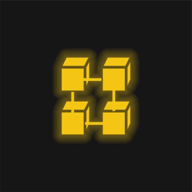 Blok zinciri sarı parlak neon simgesi