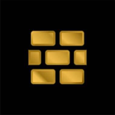 Tuğla duvarlı altın kaplama metalik simge veya logo vektörü