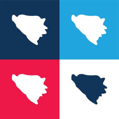 Bosnia And Herzegovina blue and red four color minimal icon set clipart