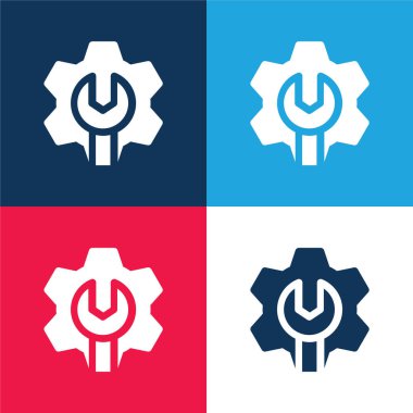 Admin blue and red four color minimal icon set clipart