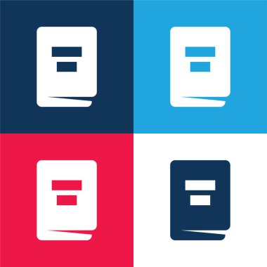 Kitap mavi ve kırmızı dört renk en küçük simge seti