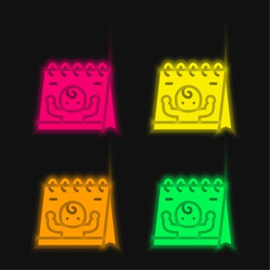 Born four color glowing neon vector icon clipart