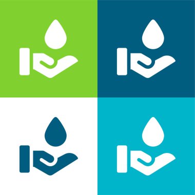 Kan Düşürme Düz 4 renk simgesi seti