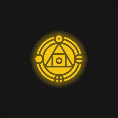 Alchemy yellow glowing neon icon clipart