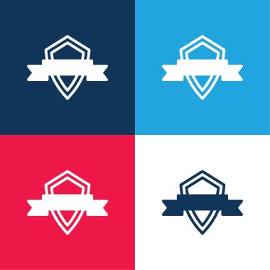 Rozet mavi ve kırmızı dört renk minimal simge kümesi