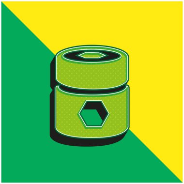 Barrel With Pentagons Green and yellow modern 3d vector icon logo clipart