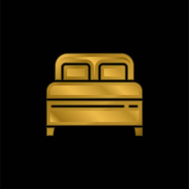 Yatak altın kaplamalı metalik simge veya logo vektörü