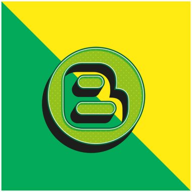 Blogger Logotype Green ve sarı 3D vektör simgesi logosu