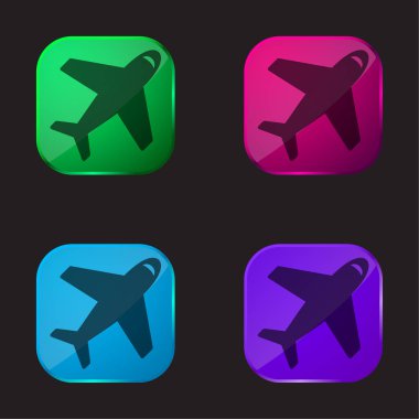 Top View 'dan Uçak Dört Renkli Cam Simgesi