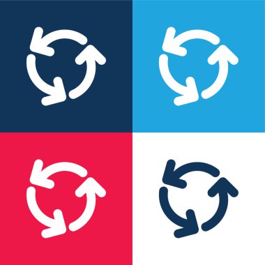 Arrows Circle Of Three Rotating In Counterclockwise Direction blue and red four color minimal icon set clipart