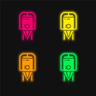Dört renk parlayan neon vektör simgesi