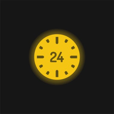 24 Saat Sarı Parlayan Neon simgesi