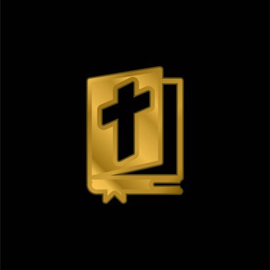 İncil altın kaplamalı metalik simge veya logo vektörü