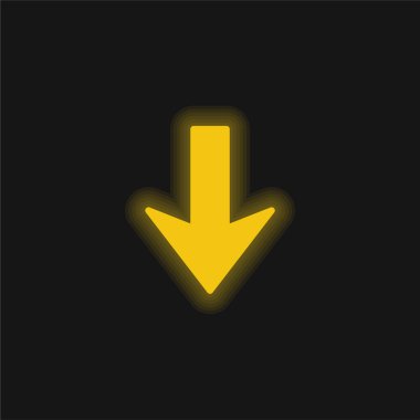Ok Aşağı Sarı parlayan neon simgesi