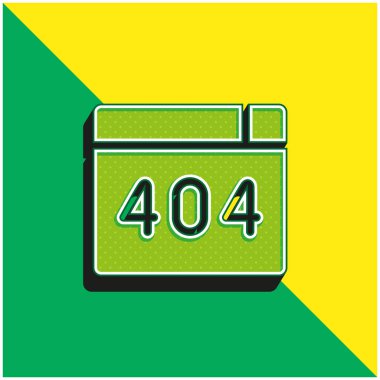 404 Hata Yeşil ve Sarı 3D vektör simgesi logosu