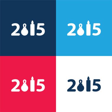 2015 mavi ve kırmızı dört renk minimal simge kümesi