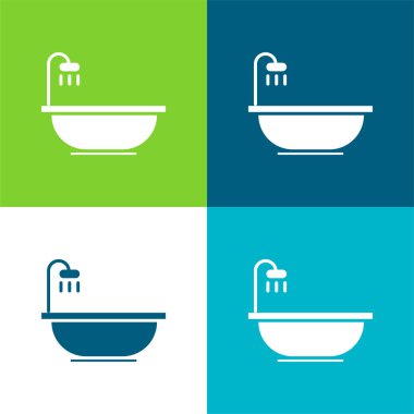 Küvet Düz 4 renk simgesi seti