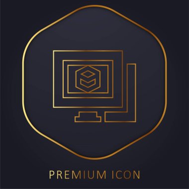3d Modeling golden line premium logo or icon clipart
