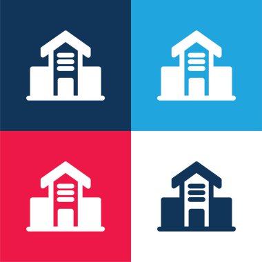 Mimari Bina Mavi ve Kırmızı Minimum Renk Simgesi