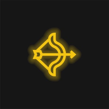 Okçuluk sarı parlak neon simgesi