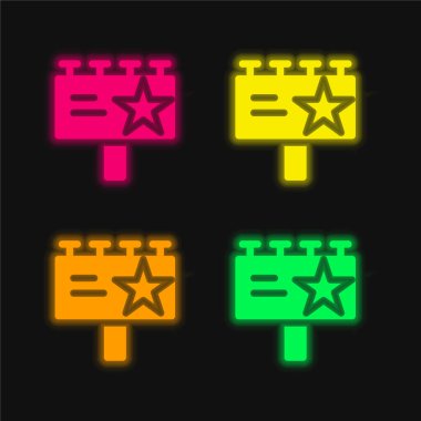 Billboard dört renk parlayan neon vektör simgesi
