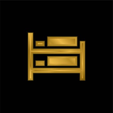 Yatak yatağı altın kaplamalı metalik simge veya logo vektörü