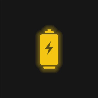 Parlak parlak neon ikonlu, cıvata işareti olan pil aracı