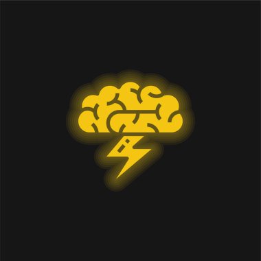 Beyin fırtınası sarı parlayan neon simgesi