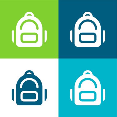 Sırt çantası Düz 4 renk minimal simgesi seti