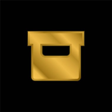 Altın kaplama metalik simge veya logo vektörünü arşivle