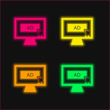 AD Medya dört renk parlayan neon vektör simgesi