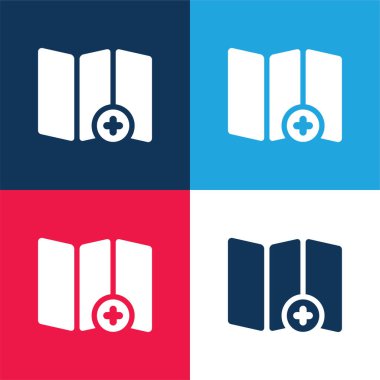 Haritaya mavi ve kırmızı dört renk minimal simgesi ekle