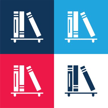 Books blue and red four color minimal icon set clipart