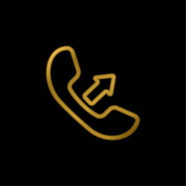 Auricular 'ın Bir Çağrı Arayüzü Sembolüne Okla Altın Kaplama Metal Simge veya logo Vektörü ile Yanıtla