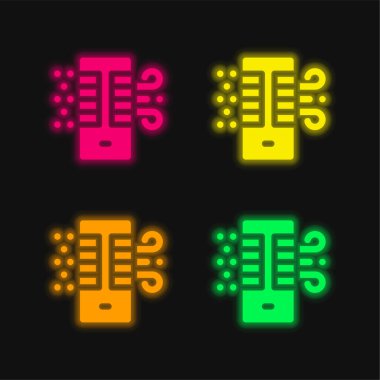 Hava Arındırıcı dört renk parlayan neon vektör simgesi