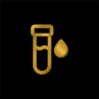 Kan örneği altın kaplama metalik simge veya logo vektörü