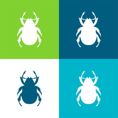 Böcek Şekli Düz 4 renk simgesi seti