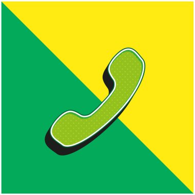 Siyah Telefon Auricular Yeşil ve sarı 3D vektör simgesi logosu